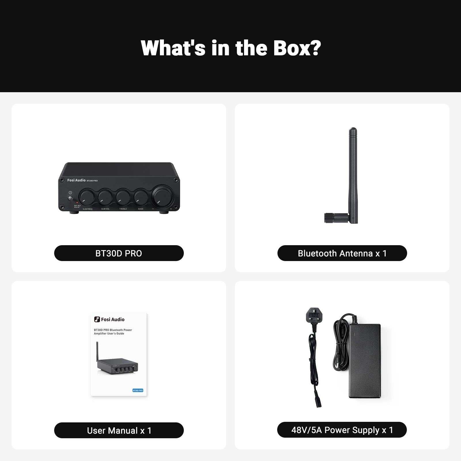 Amplificador Bluetooth 2.1 Fosi Audio BT30D 100W + 50W x2