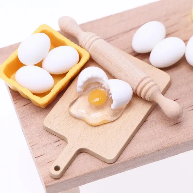 1:12 Dollhouse Miniature Kitchen Tools Set 5Pcs Rolling Pin Egg Bowl Olive Oil Utensils Mini Cooking Model For Doll House Decor