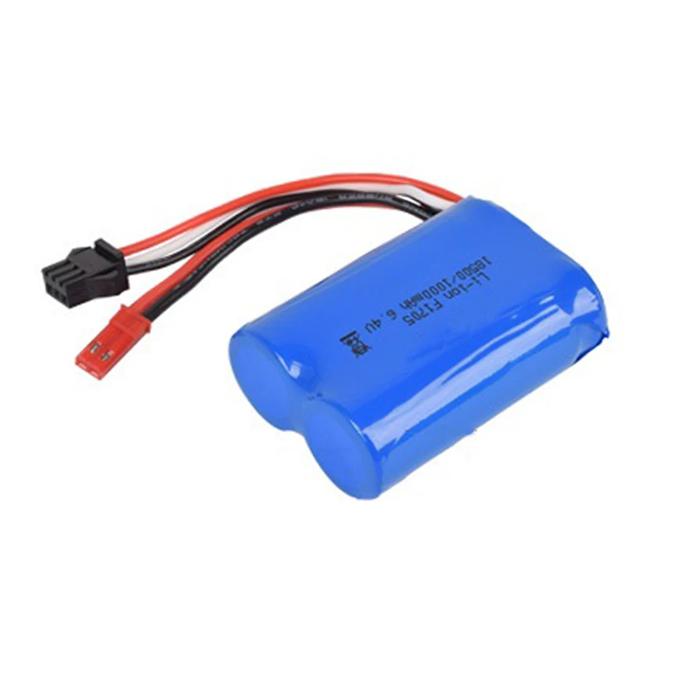 6.4V 1000mAh Li-ion Battery JST-2P Plug with Charger for wltoys A303 A313 A323 A333 1/12 RC Cars Boats Turcks toys parts 18500