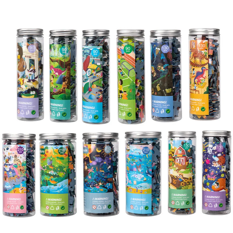 90/130/210Pcs Mini Test Tube Jigsaw Puzzles Dinosaur Space Theme Pattern Decompression Toy Portable Travel Toys Gifts