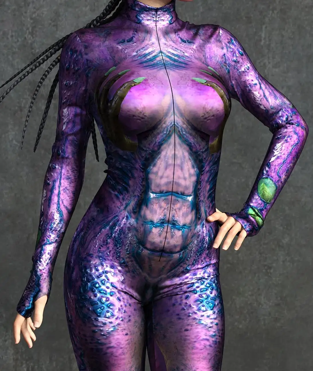 Horror-Monster Damen Cosplay Punk-Rüstungs-Jumpsuit Kostüm Elastischer Festtags-Party-Auftritts-Bodysuit Overall Zentai – Detail 23