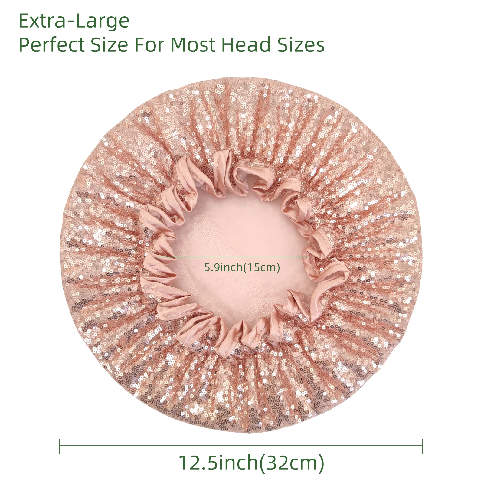 Exceyes luxury glitter shower cap for women-Waterproof, Fashionable, Reusable Shower Cap for Long Hair