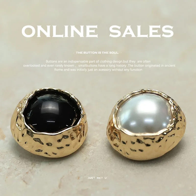 

6 шт., круглые металлические роскошные швейные пуговицы из яичной скорлупы для одежды, аксессуары, ручная работа, украшение из материала «сделай сам», золотой, белый, черный