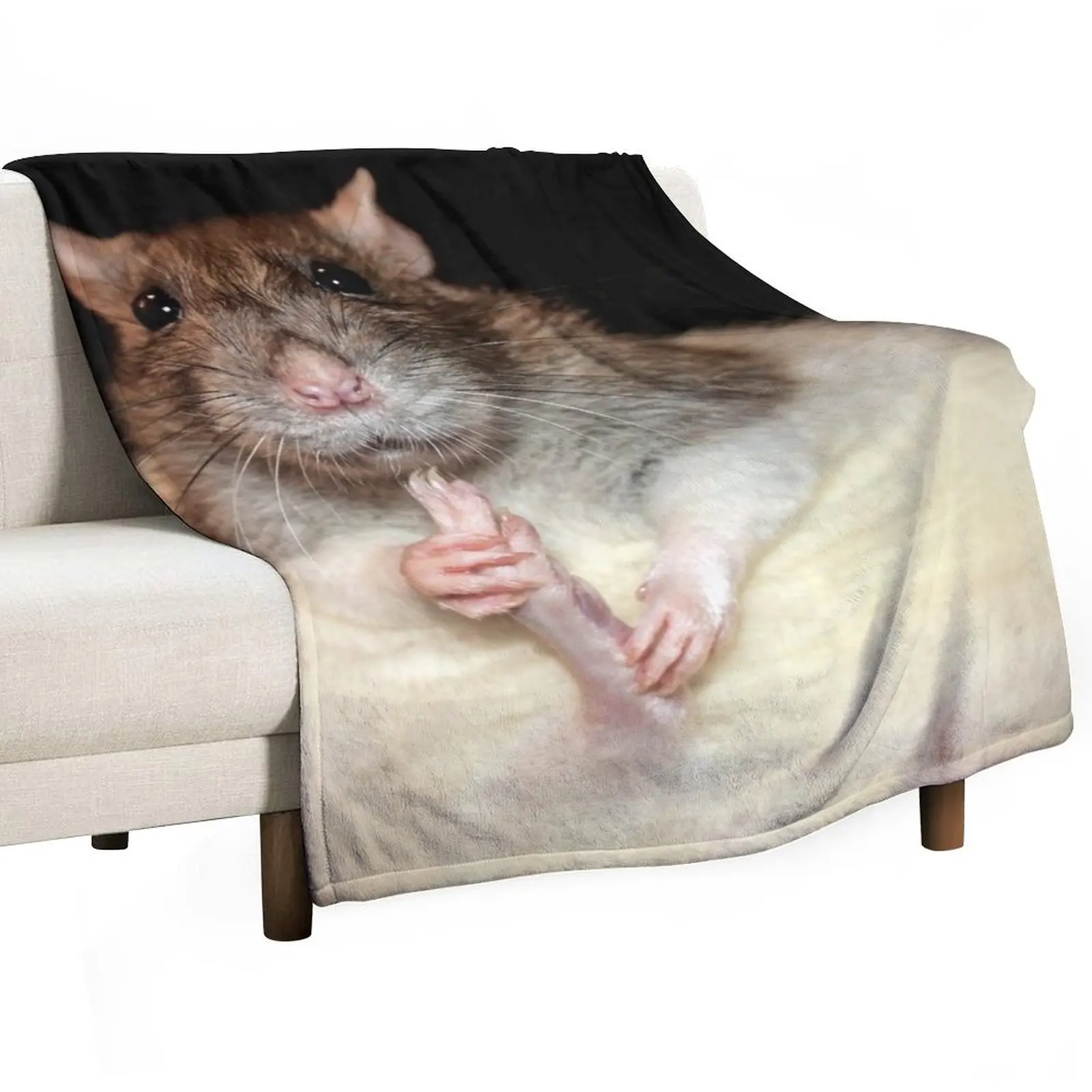 

Cute rat Throw Blanket Hairy Heavy halloween Flannel Fabric Blankets