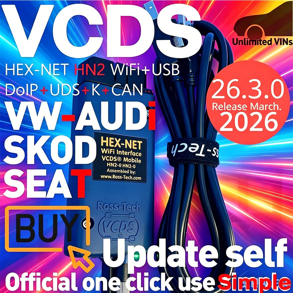 2026 NEU Vith WiFi-Schnittstelle VAG HEX V2 Unterstützung 2026 für VW Audi Skoda Seat Auto COM VAG COM Diagnose VCDS Werkzeuge