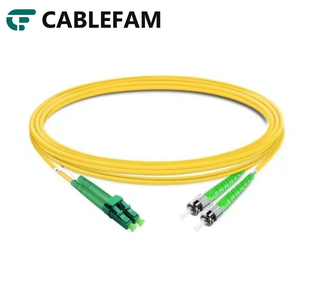 Duplex OS2 Single Mode LC APC to ST APC LSZH 2.0mm Fiber Optic Cable