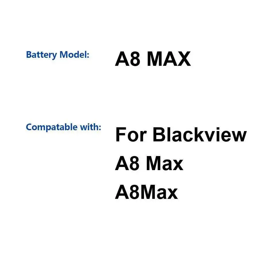 

Аккумулятор мобильного телефона для Blackview A8 Max, легкий, большой емкости, 3000 мАч