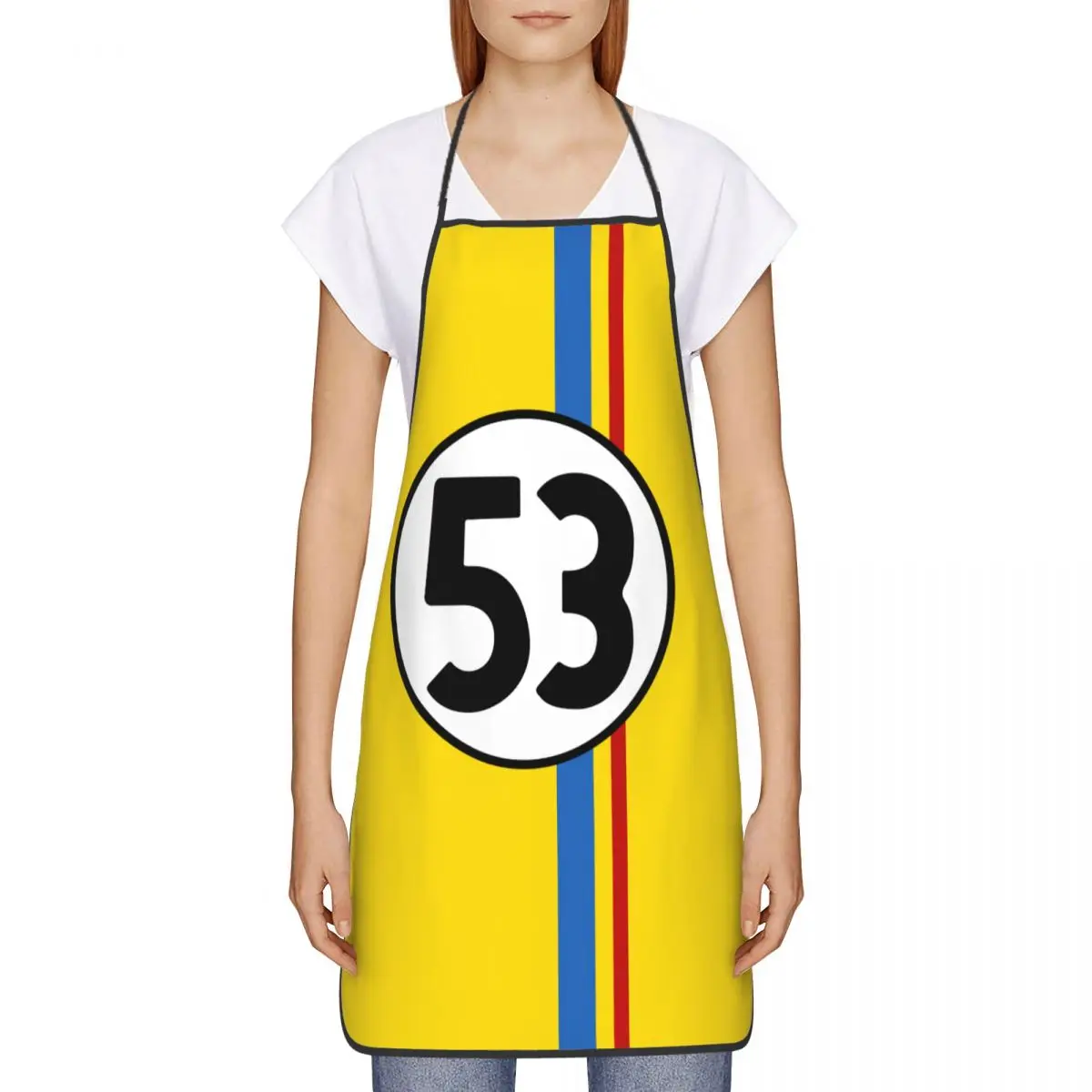 Custom Unisex Classic Racing Car Herbie 53 Kitchen Chef Cooking Baking Apron Women Men Tablier Cuisine for Gardening