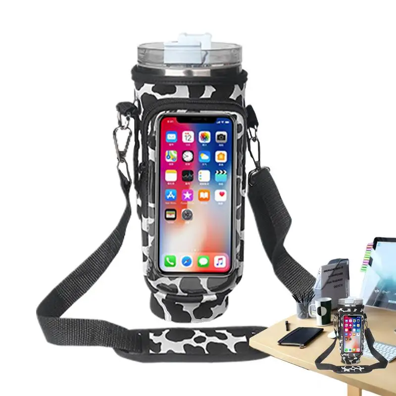 Tumbler Carrier Bag With Pouch Crossbody Strap Neoprene Water Bottle Handbags With Pouch Protective Water Bottle Handbags Bottle