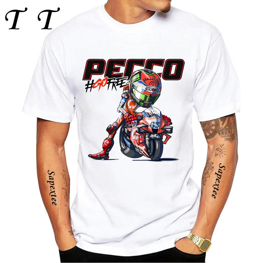Pecco Bagnaia 63 Francesco 2025 بطل العالم هدية كلاسيكي تي شيرت الصبي عادية تي شيرت Harajuku دراجة نارية الرياضة الأبيض المحملة