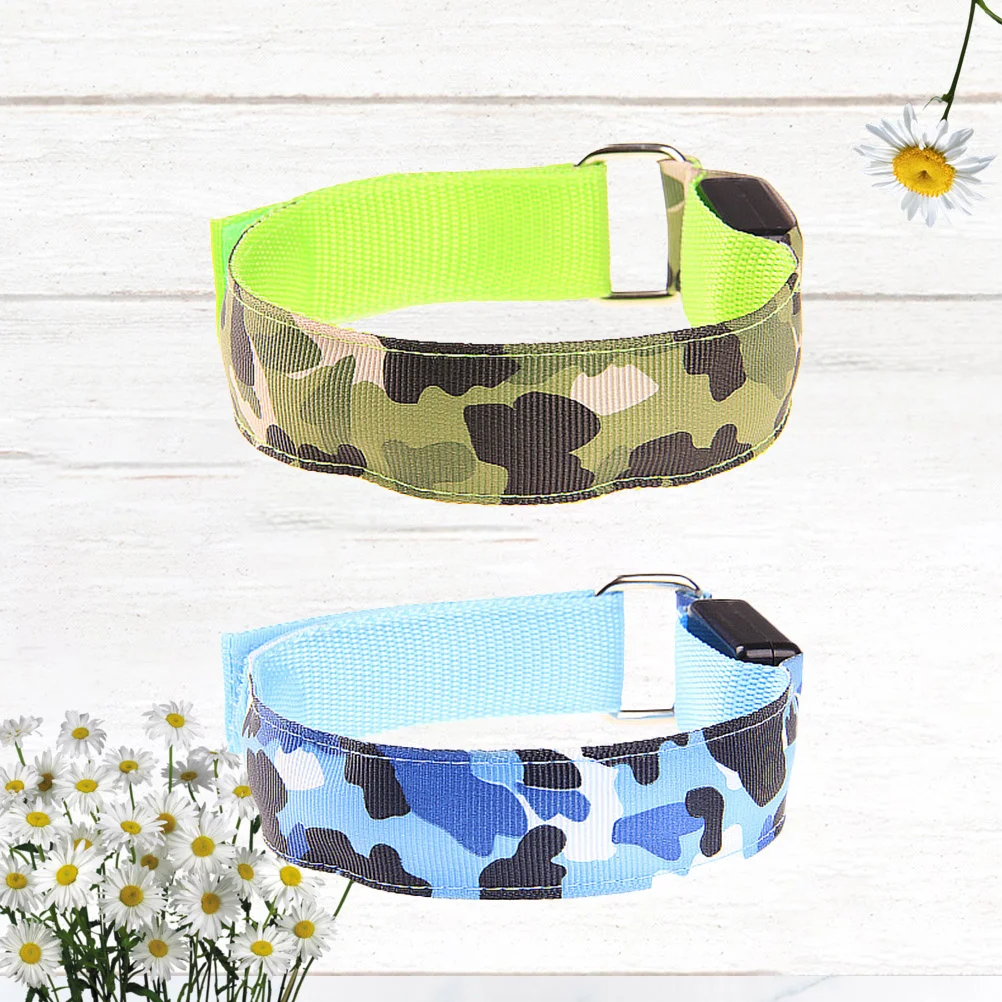 2 قطعة أربطة ذراع متوهجة Led أساور صفعة مقاومة للماء للجري الليلي والمشي لمسافات طويلة الرياضة في الهواء الطلق معصمه السلامة العاكسة الأزرق