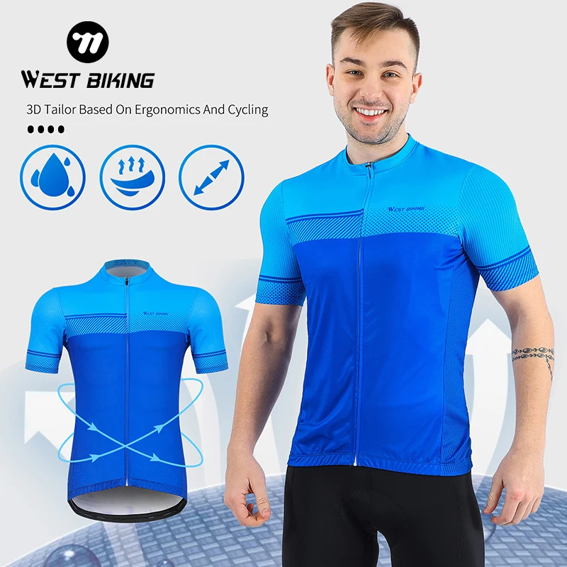 WEST BIKING Pro Cycling Jersey Men Summer Cycling Clothing Mountain Bicycle Jersey Ciclismo Maillot Bike Clothes Quick Drying