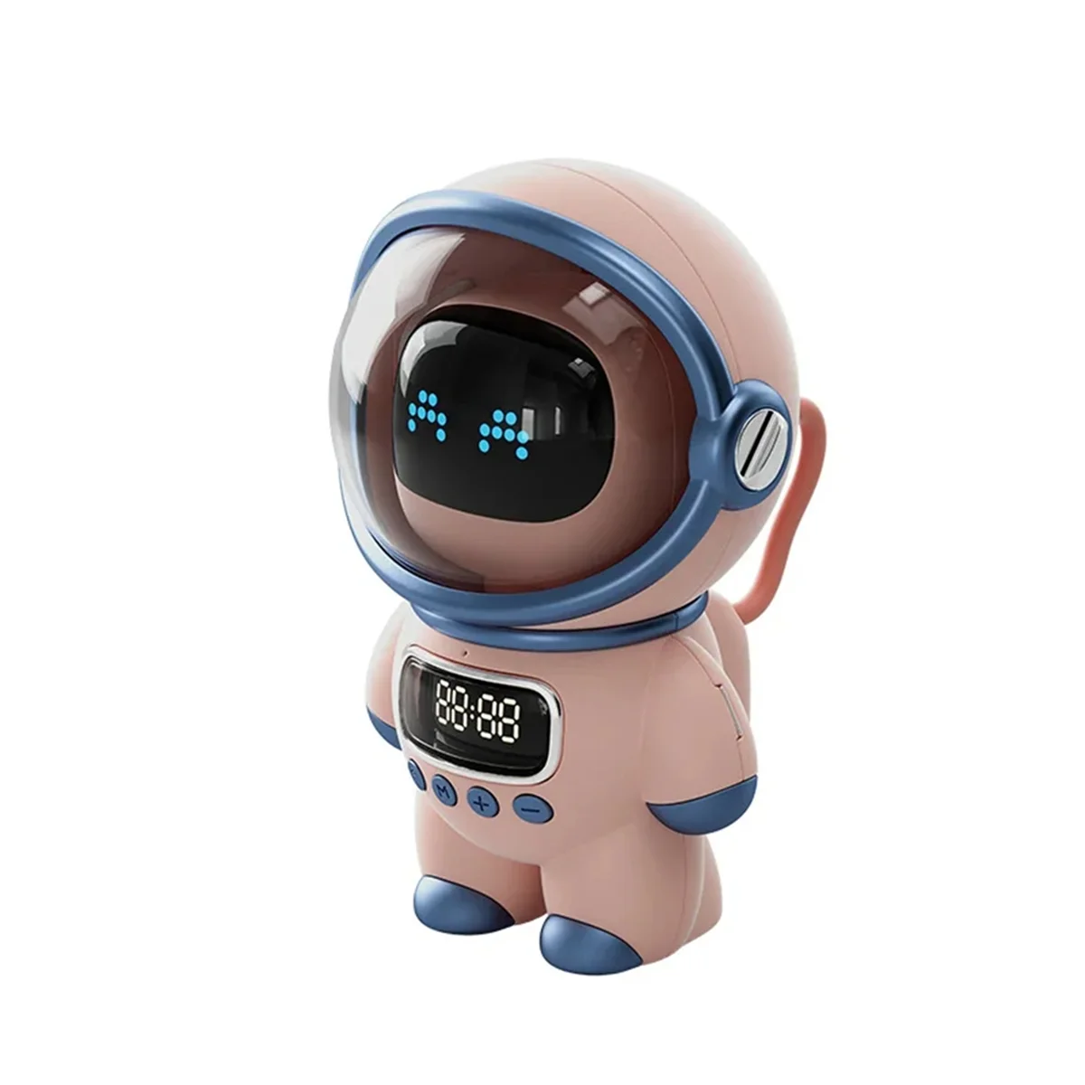 

AB31 Smart Astronaut Bluetooth Speaker Portable Stereo Ai Interactive Audio with Alarm Clock Support TF/FM Table Clock Pink