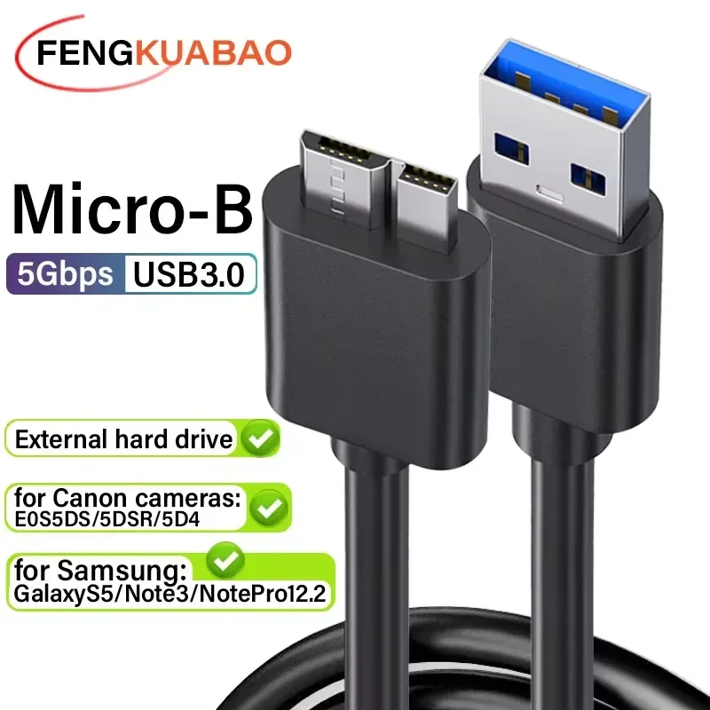 Micro USB 3.0 Cable for Samsung S5 Note3 Canon Camera Toshiba HDD External Hard Drive USB 3.0 Type A to Micro B Data Cable