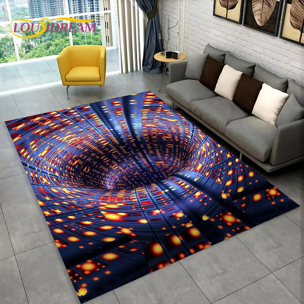 3D Vortex Illusion Area Rug,Abstract Geometric Optical Carpet Rug for Living Room Bedroom Sofa Doormat Decor Non-slip Floor Mat