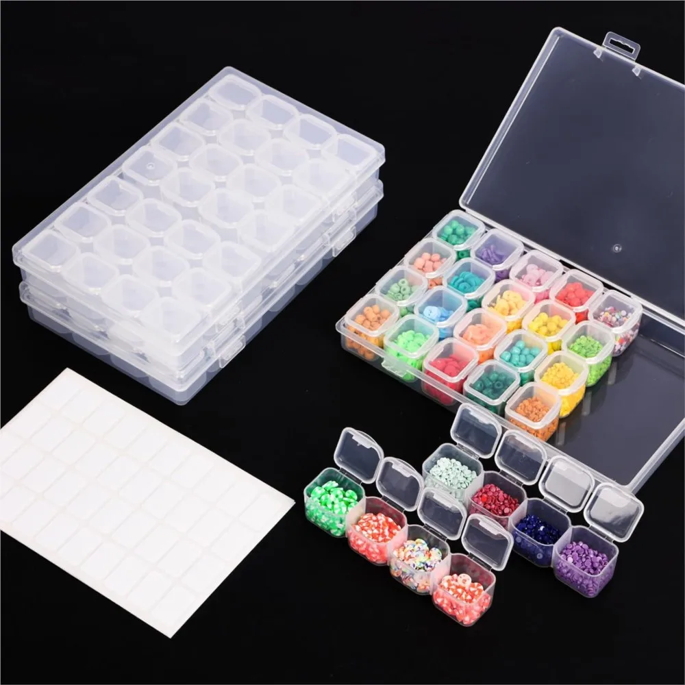 

56/28 Grid Plastic Diamond Painting Tools Accessories Storage Box Accessories Beaded Slot Anti-string Case Supplies Findings