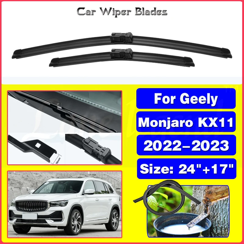 2x For Geely Monjaro KX11 2022 2023 Car Front Wiper Blades Brushes Windscreen Windshield Window Cutter Cleaning Auto Accessories