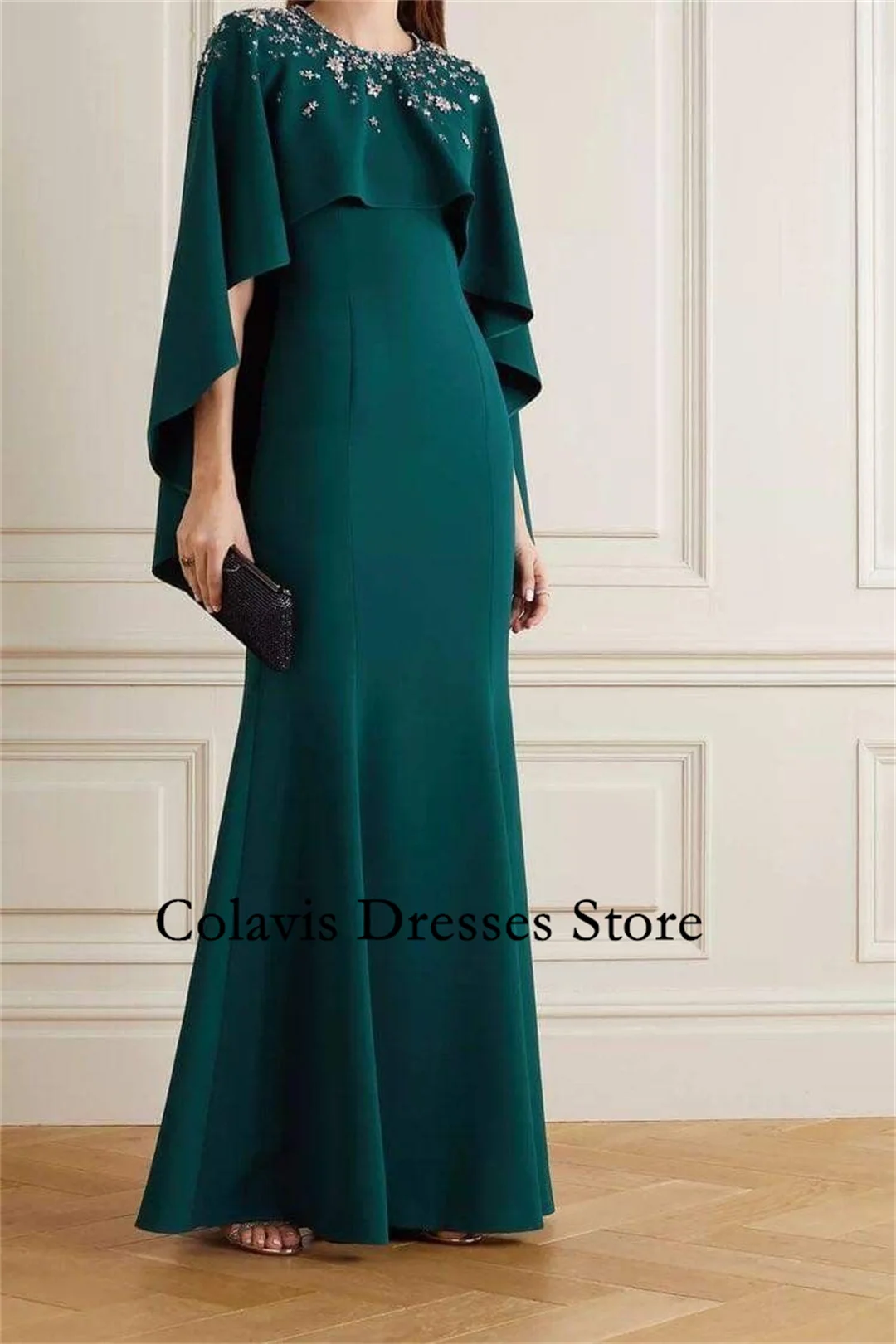 

Colavis O-Neck Rhinestone 2024 New Women's Maxi Customized Prom Dress Full Sleeves Fashion Celebrity Vintage Party Dress