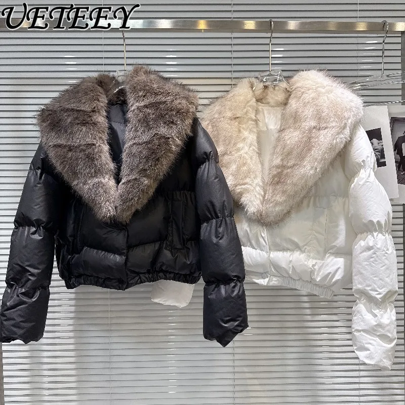 

Зимнее новое роскошное высококачественное экологически чистое короткое пальто с меховым воротником, модная теплая однотонная универсальная хлопковая куртка, парки