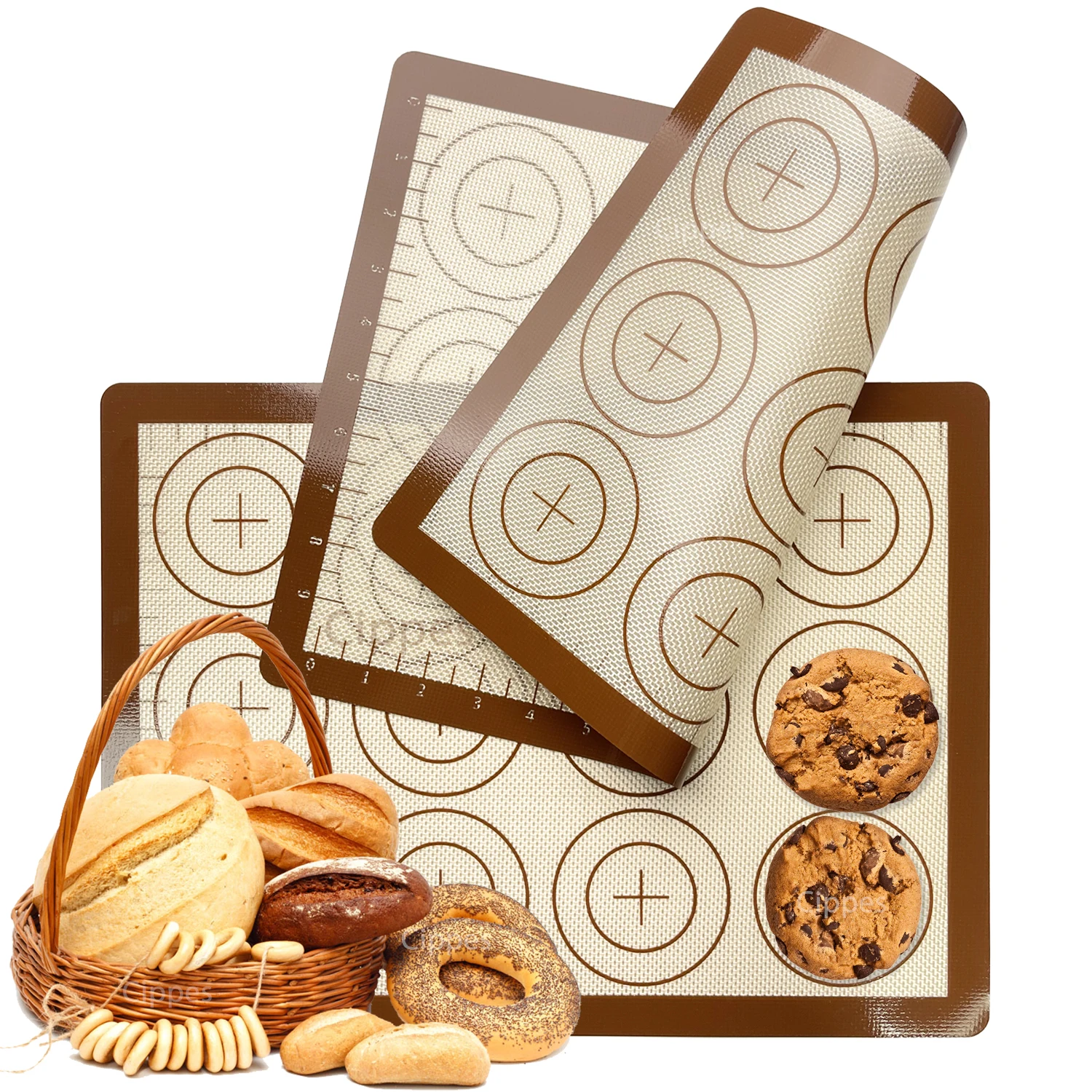 Alfombrilla de silicona para hornear para horno, láminas reutilizables antiadherentes resistentes al calor con medidas, para repostería de galletas, 1 unidad