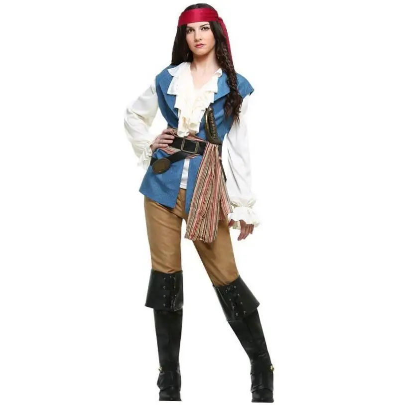 زي كابتن القراصنة الكاريبي التأثيري لجميع القديسين ملابس نسائية عرقية أداء المسرح زي صيني تقليدي #4