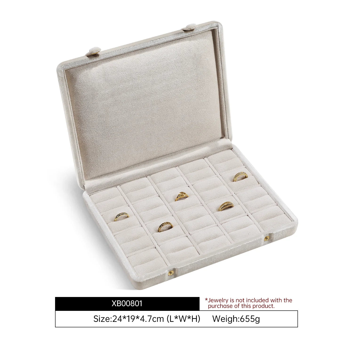 Yinbeini Fluwelen sieradenopbergdoos Ring Oorbel Hanger Display Organizer Grote ruimteverpakkingsdoos voor collectie XB006