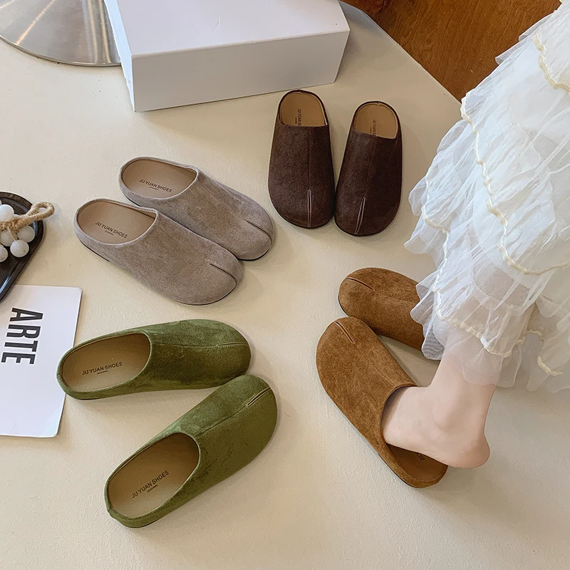 Outdoor Lighting Vintage - Women Suede Mule Slippers Vintage Slip
