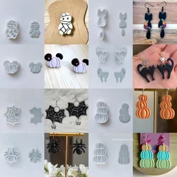 Halloween Series Mini Polymer Clay Cutter Cat/Spider/Pumpkin/Ghost Shaped Clay Cutting Molds For DIY Earring Jewelry Hand Tools