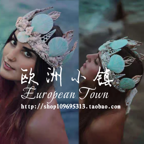 Mackerel mermaid halo pearl shell crown headdress scallop conch princess mermaid elf studio photography