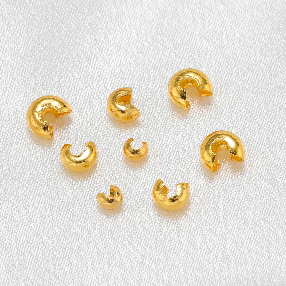 50pcs Stainless Steel Gold Color Moon Beads for DIY Jewelry Necklace Bracelet Charms Supplies Findings Accessories Making Crafts