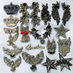 embroidery peacock patch,dogs badges,animal cartoon sequined owl appliques bears patches for clothing DIY accessory WF228322