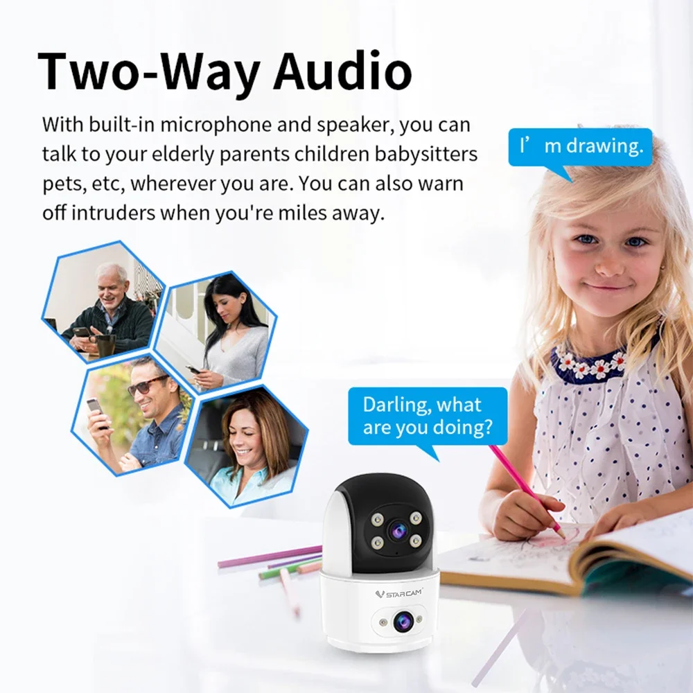 Vstarcam 5MP كاميرا مزدوجة العدسة الأمن داخلي المنزل 2.4G واي فاي كاميرا كشف الإنسان مراقبة كامل اللون للرؤية الليلية كاميرا IP