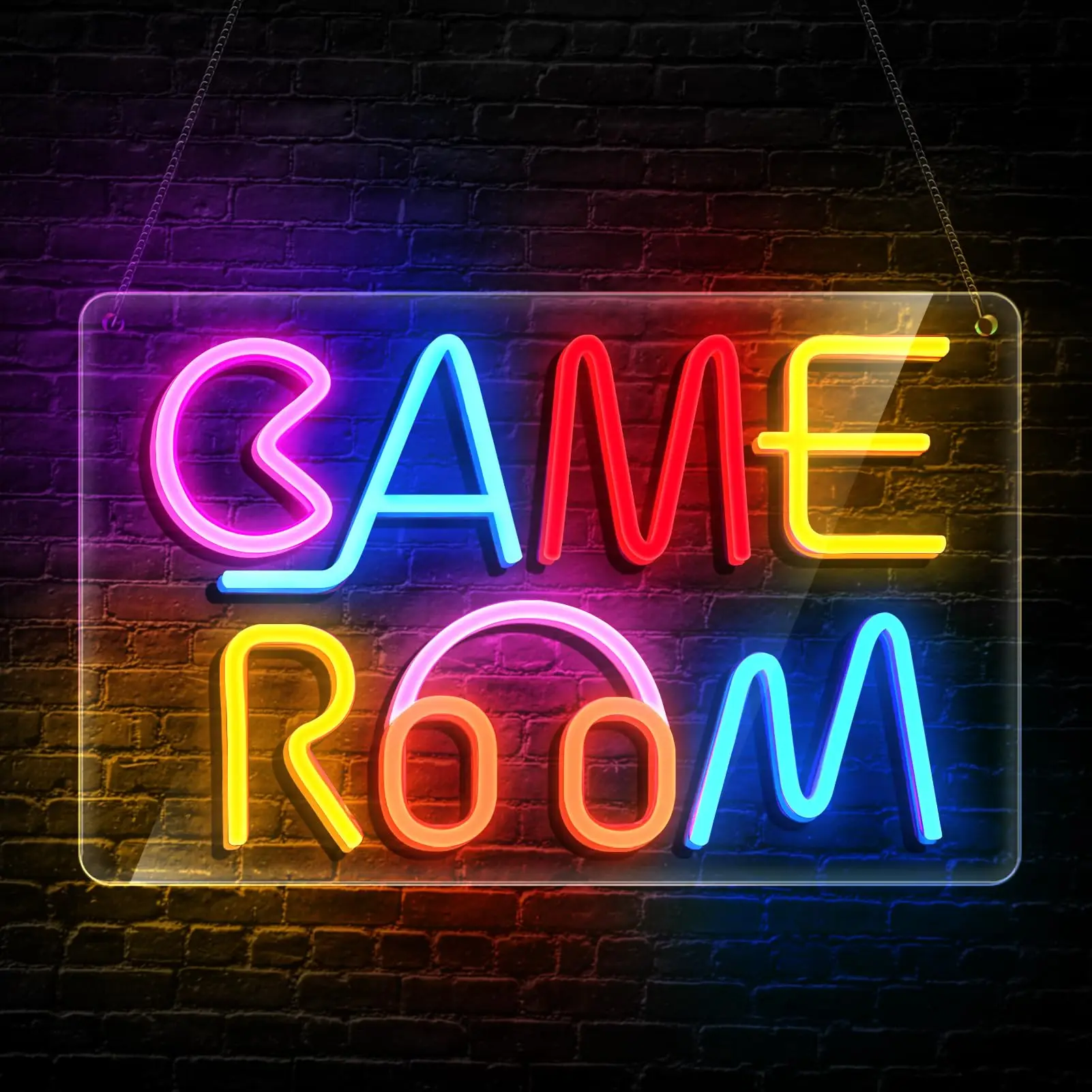 

Неоновая вывеска GAME ROOM, светодиодная игровая зона с регулируемой яркостью, пивной бар, человек, пещера, спальня, домашнее искусство, игровой неоновый световой знак