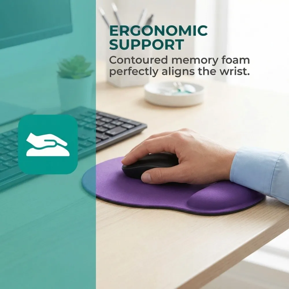 Premium EVA Mouse Pad with Wrist Support Non-Slip Ergonomic Mouse Mat Multiple Color Waterproof Mousepad Working Studying