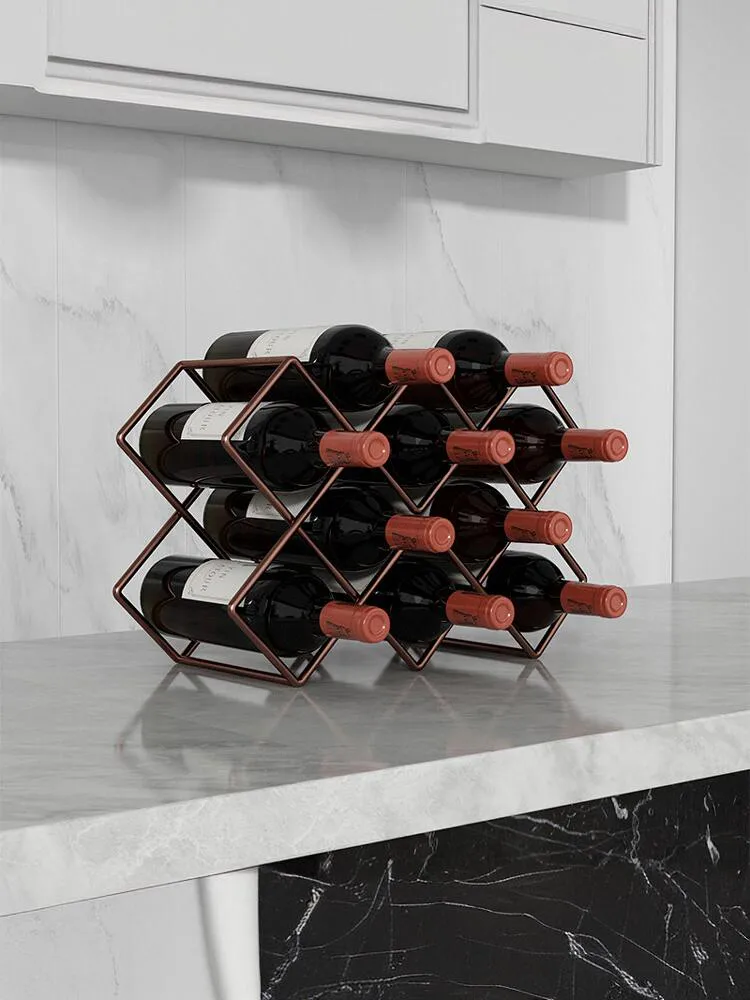 Luxury Designer Red Wine Rack Ornaments Simple Fashion Creative Red Wine Grid Rack Household Oblique Storage Rack MS80