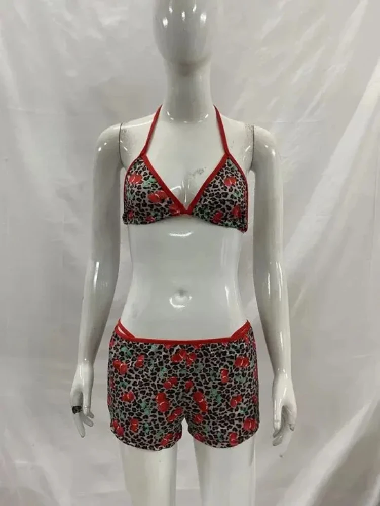 

Classics Printed Sexy Spicy Girl Lace up Umbilical Bikini Three Piece Set Summer Fashion Harajuku Aesthetic Women's Beach Bikini