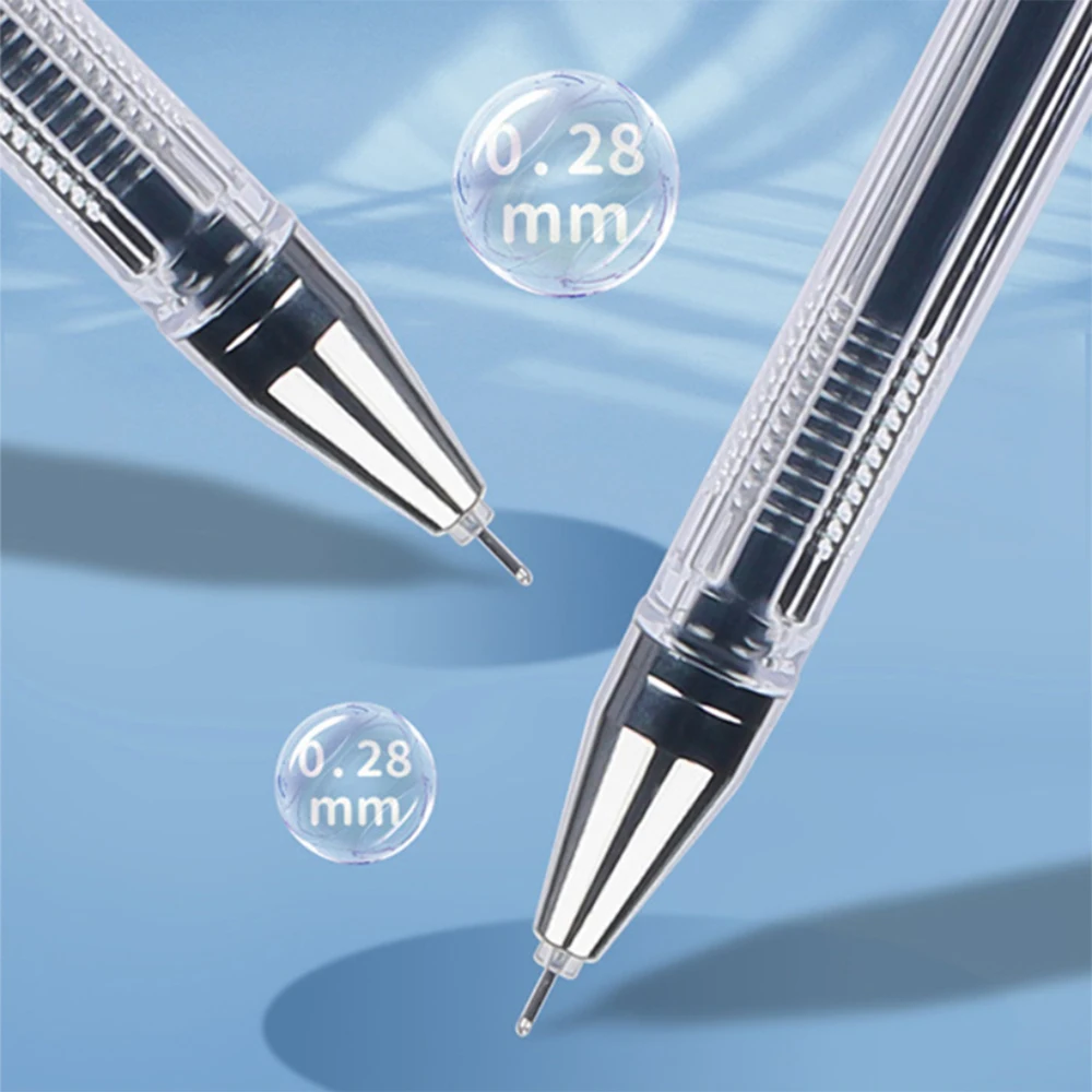 مجموعة أقلام توقيع جل جديدة فائقة الدقة 0.28 مم، أنبوب إبرة كامل، قلم حفظ الكتب بالحبر الأسود، قلم ترقق لتتبع الخط