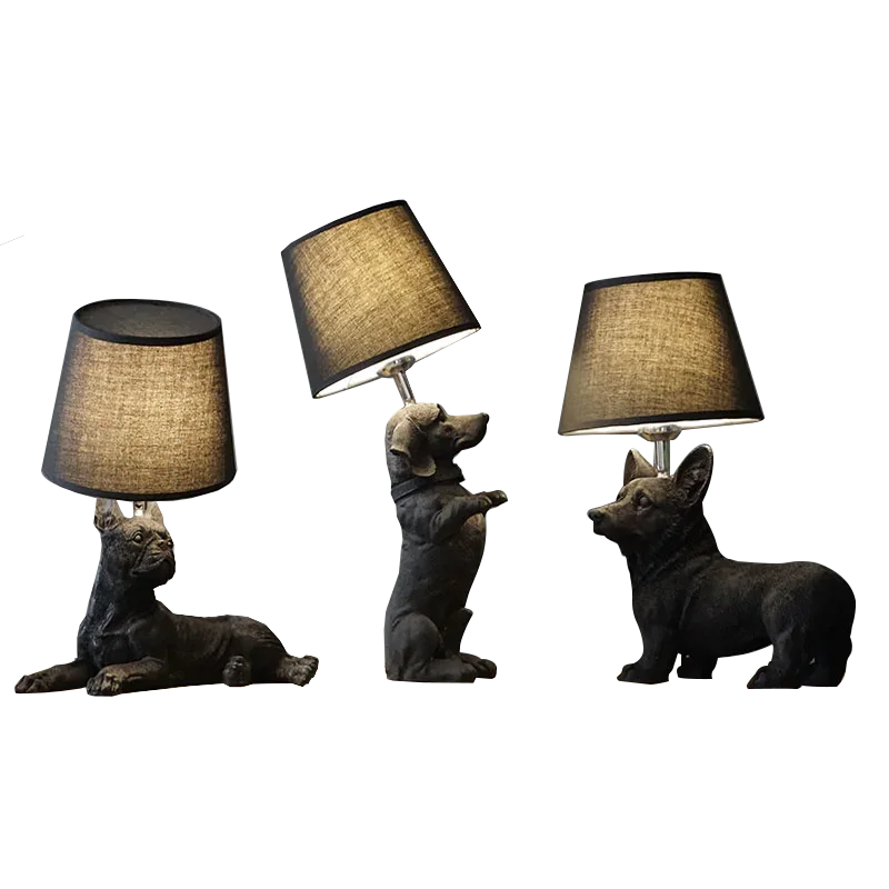 LED Table light Bedroom bedside lamp Living room Resin Dogs Table Lamps abajur para Home Deco lighting fixtures