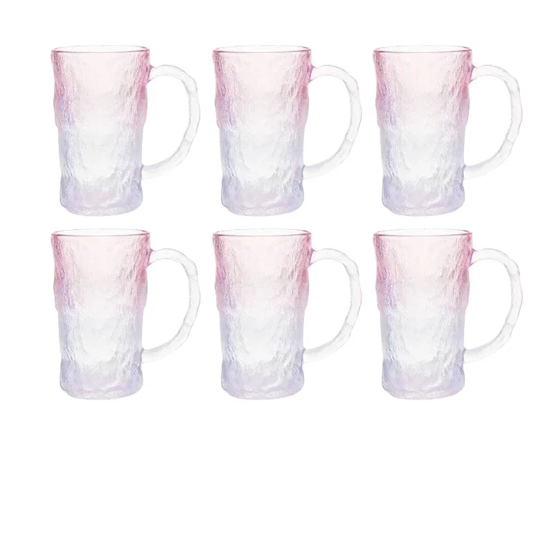 

Glacier glass cup ins high-value water cup set household matte coffee cup with handle #$