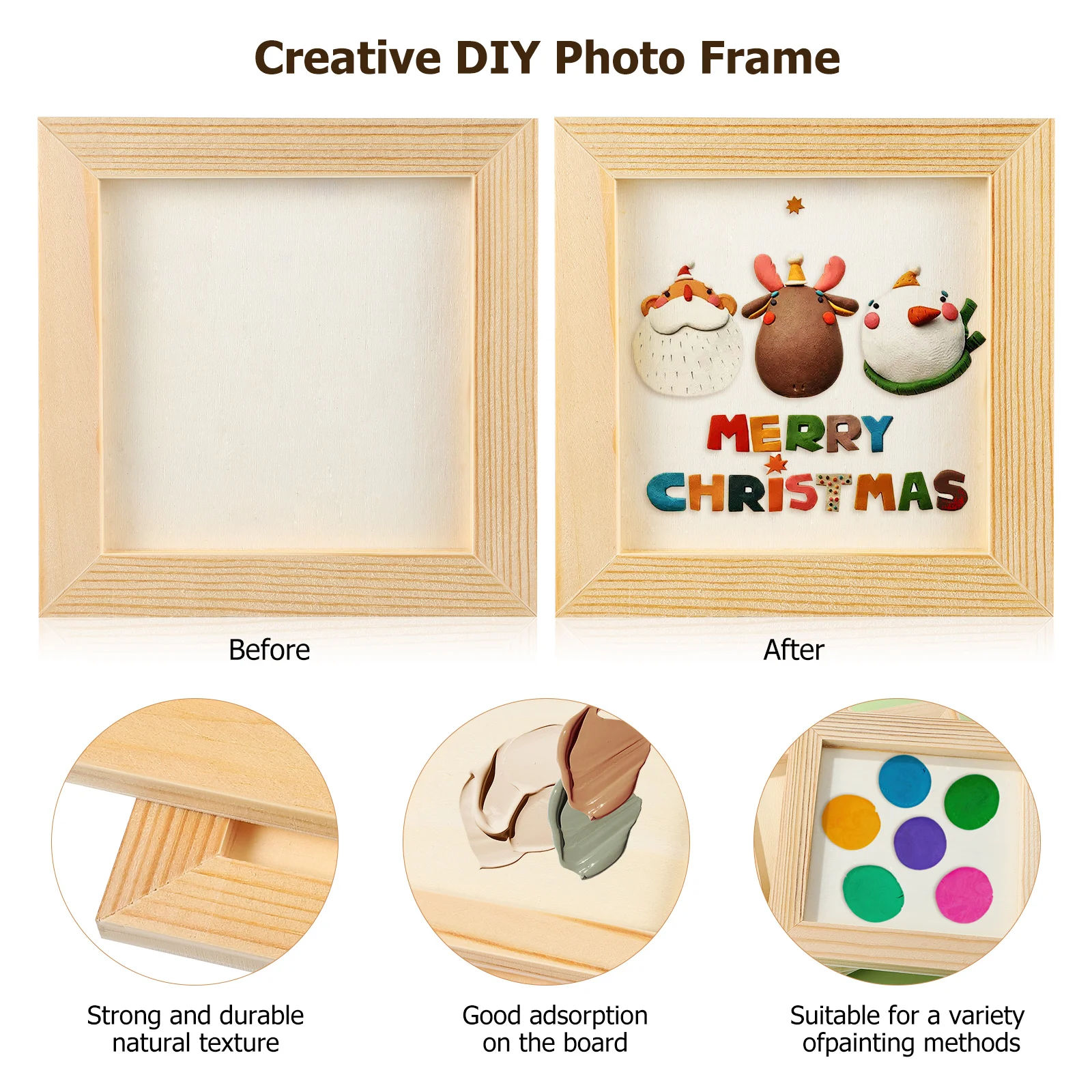 

10 Pcs 12X12CM Wooden Picture Frames Small DIY Crafts Home Decoration Kids Painting Tools Unfinished Photo Frames