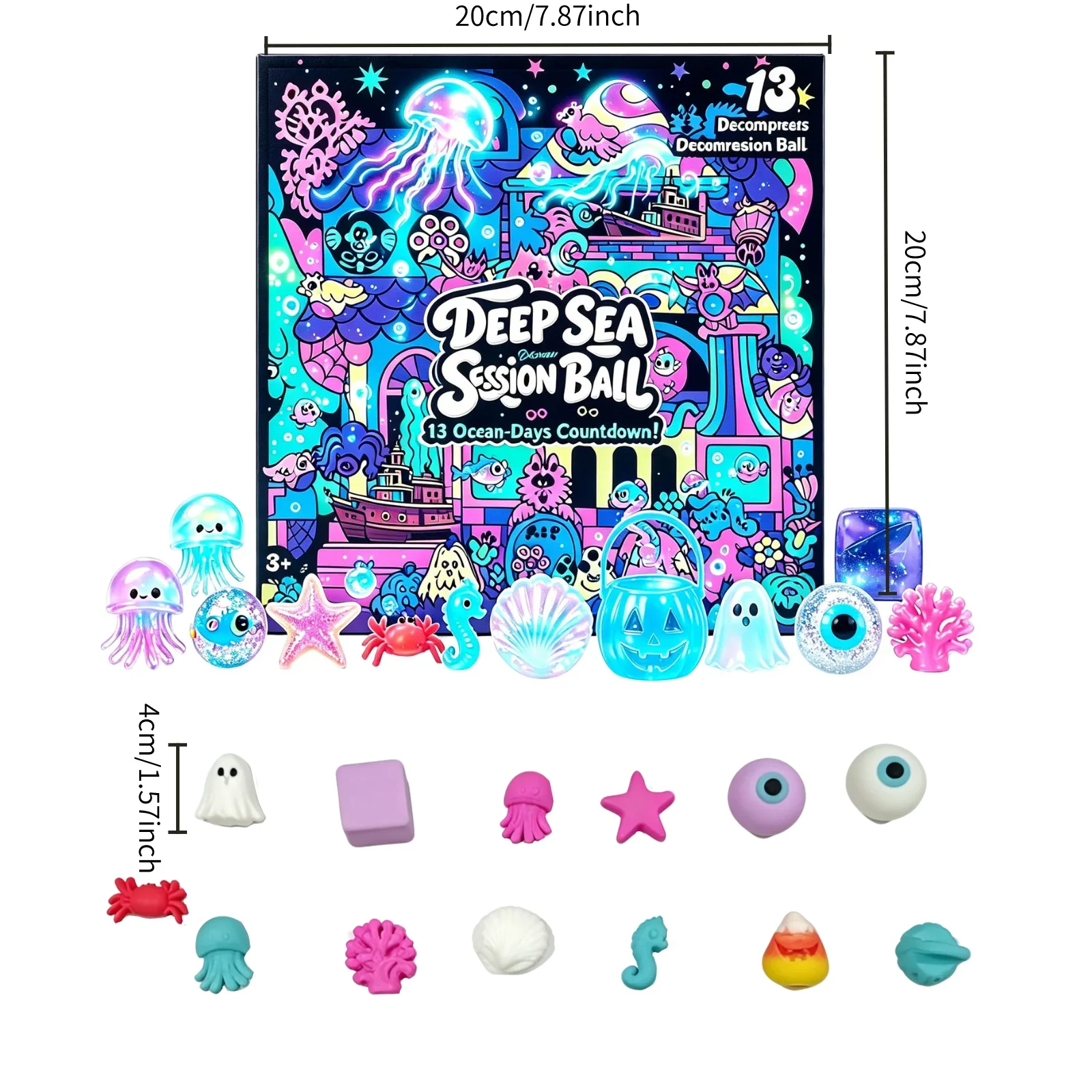 NEE DOH Deep Sea Squishy Advent Calendar — 13 Ocean Friends Squeeze Stretch Squish Toys
