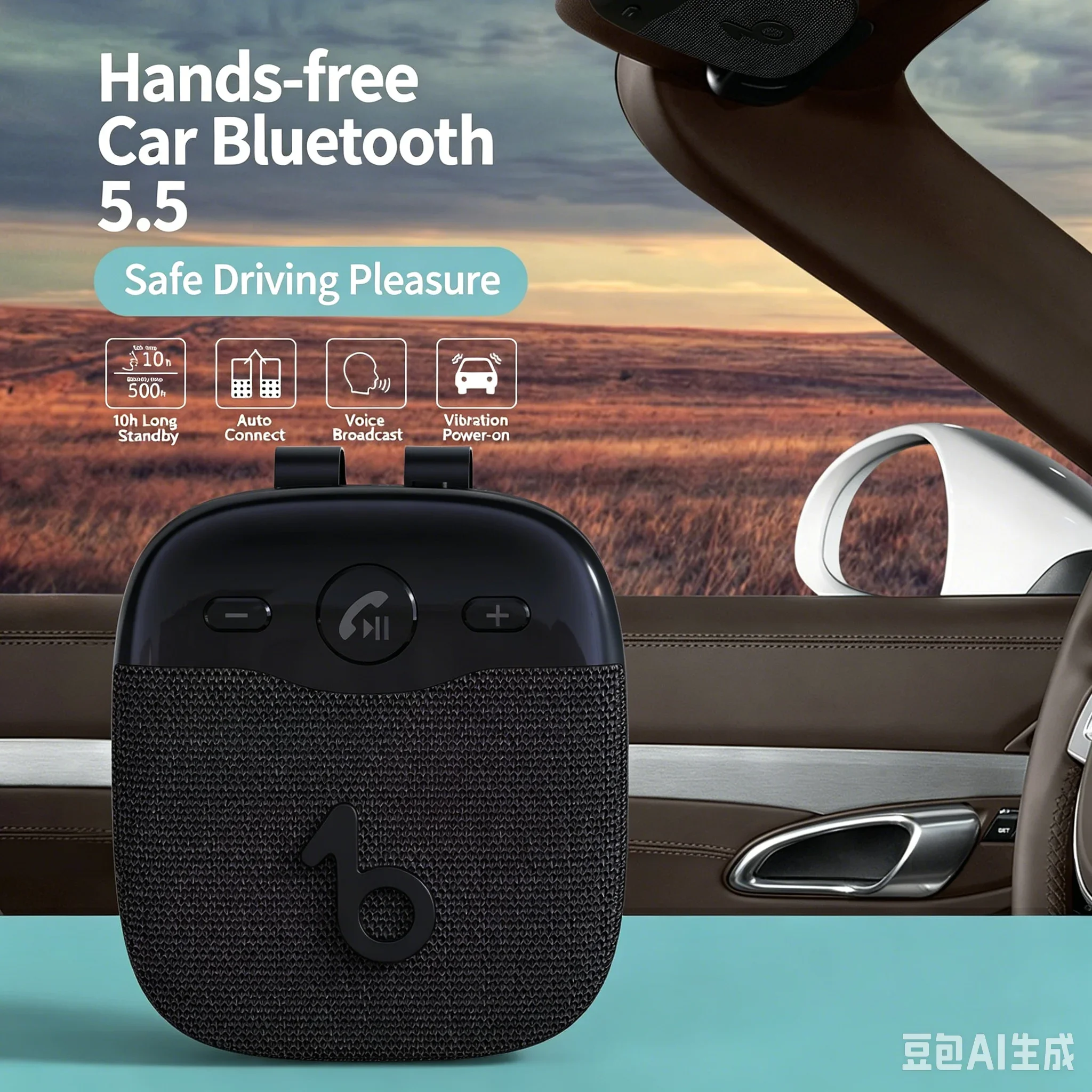 LD-19 Bluetooth 5.5 Автомобильная гарнитура с HD-микрофоном, голосовыми подсказками, креплением на козырек, для безопасного вождения, звонков и воспроизведения музыки