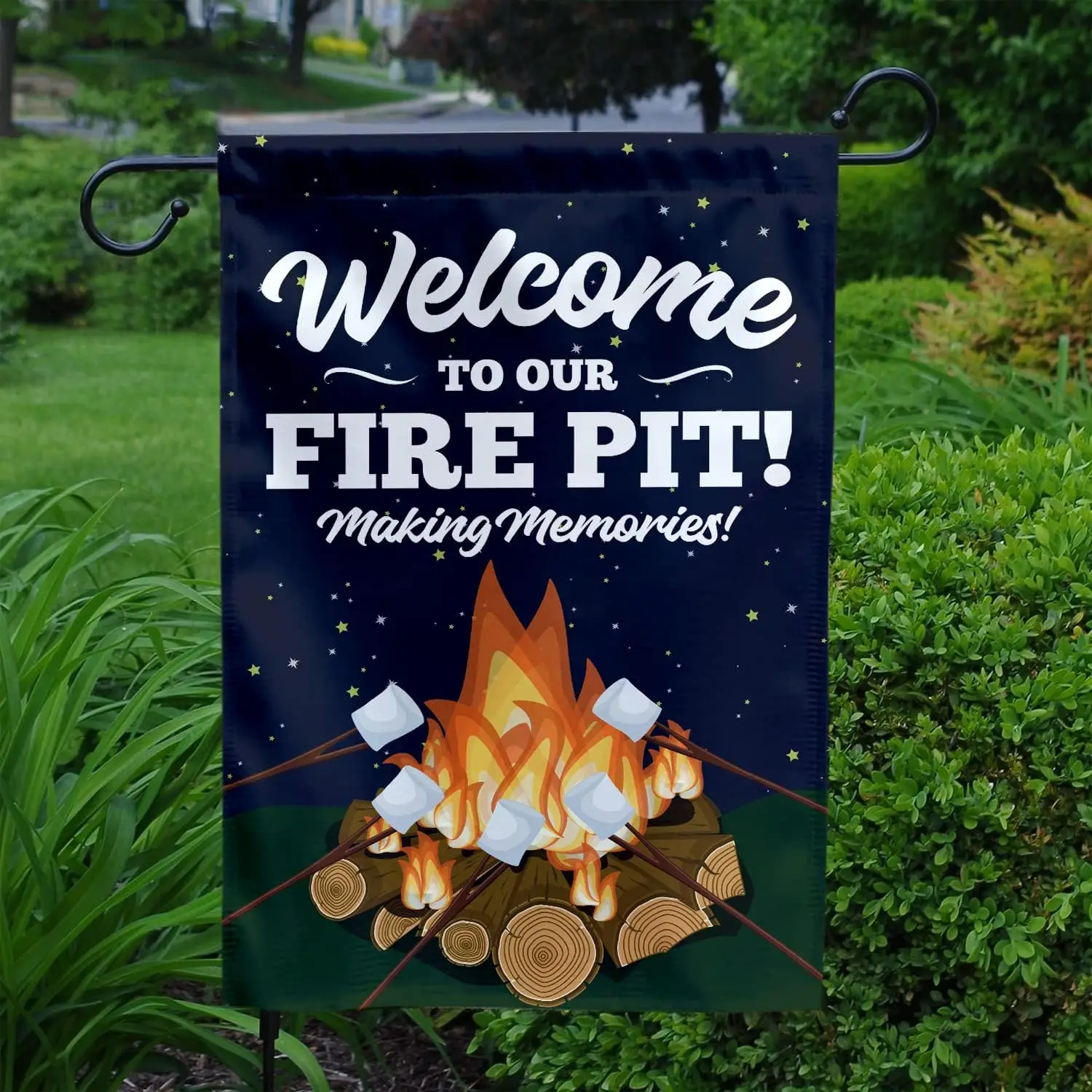 MAIANEY (12 "x 18") مرحبا بكم في حفرة النار حديقة العلم التخييم حديقة العلم صنع ذكريات المخيم المعسكر Y FFI