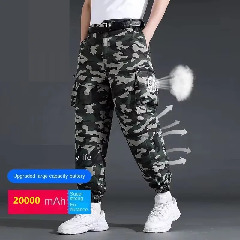 

Fan Pants Cold Fishing Pure Cotton Site Welder Camping Ride Climbing Hiking Sports Fan Suit Air-Conditioning Clothes Fan Cooling