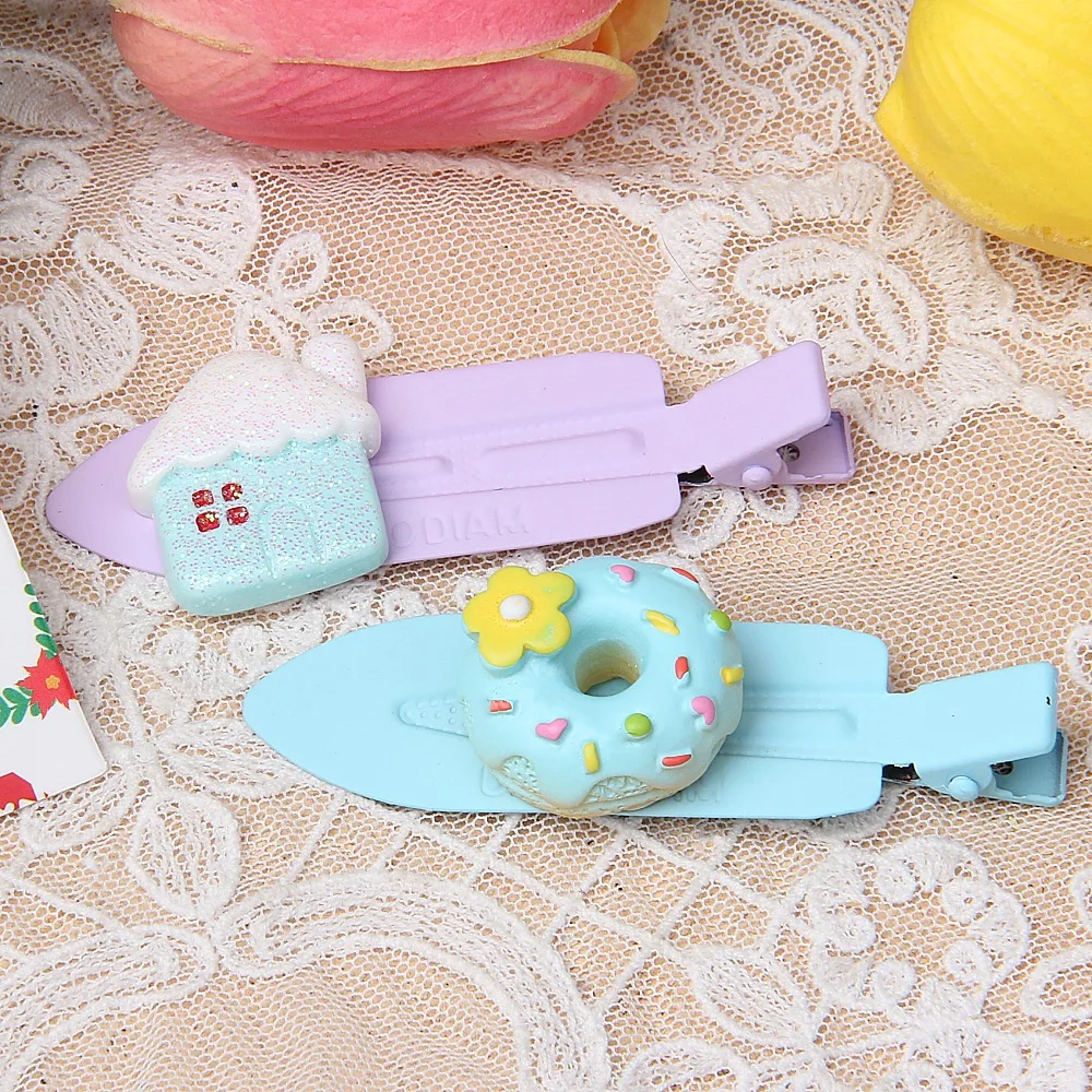 10 Pieces Hair Clips Side Clip Colorful Metal Paint Hair Accessories DIY Cream Glue Handmade Bobby Pin Decorative Materials