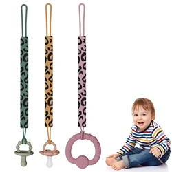 Fashion Leopard Print Silicone Pacifier Clip, Soft Flexible Textured Pacifier Clip for Baby Boys and Girls, Baby Gifts