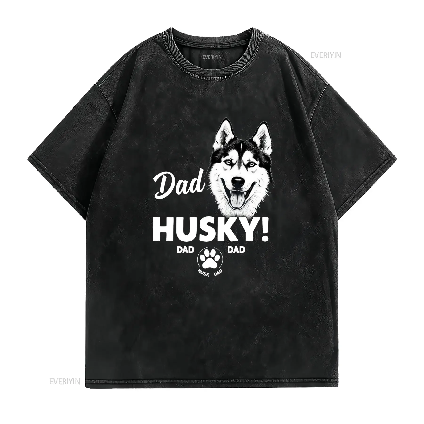 T shirt da uomo Husky siberiano Design con stampa papà tessuto a maglia microelastico pesante 100 180Gsm girocollo vintage