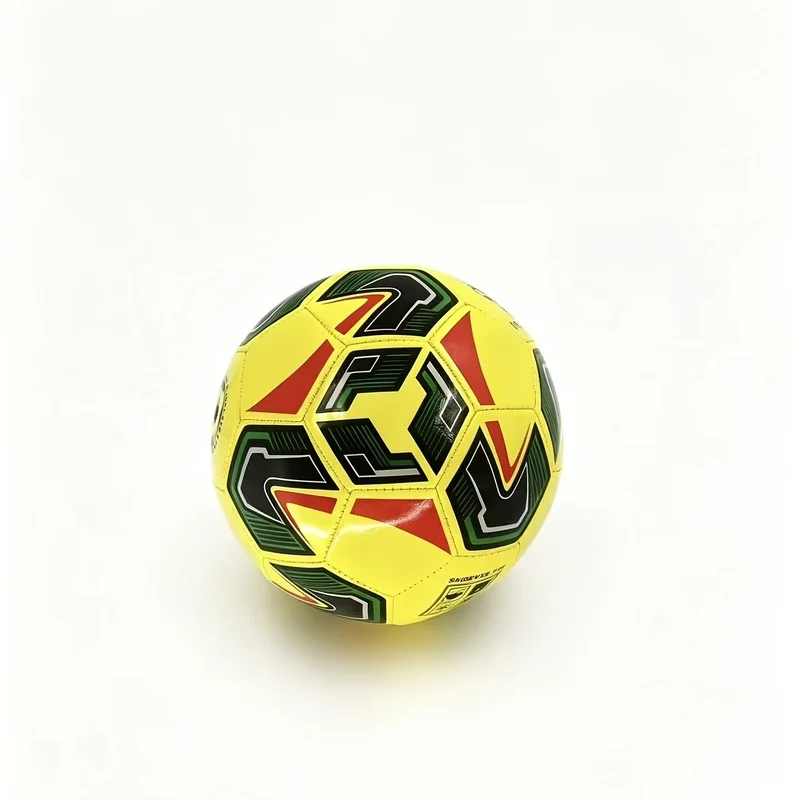 Size 5 PVC Soccer Ball with Mini Pump, Geometric Pattern Durable Budget-Friendly Casual Play, Self Inflation Needed