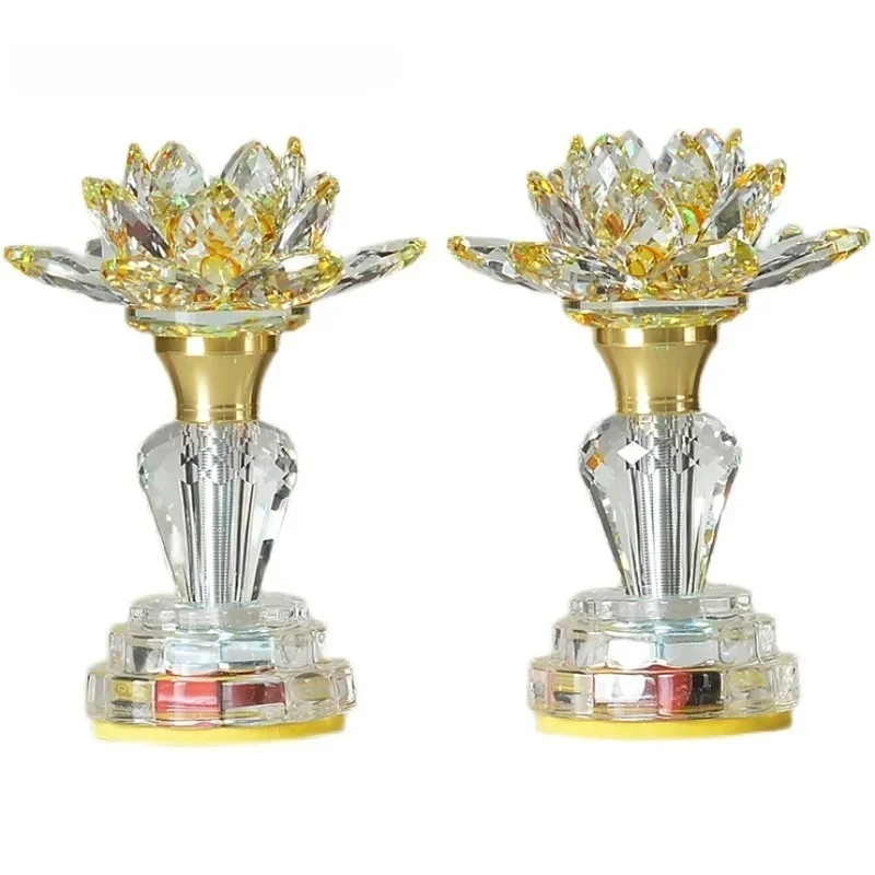 Crystal Glass Colorful Buddha Simulated Candlestick Home Use,Buddha Platform,Sacrifice Pray for Auspiciousness Ensuring Safety