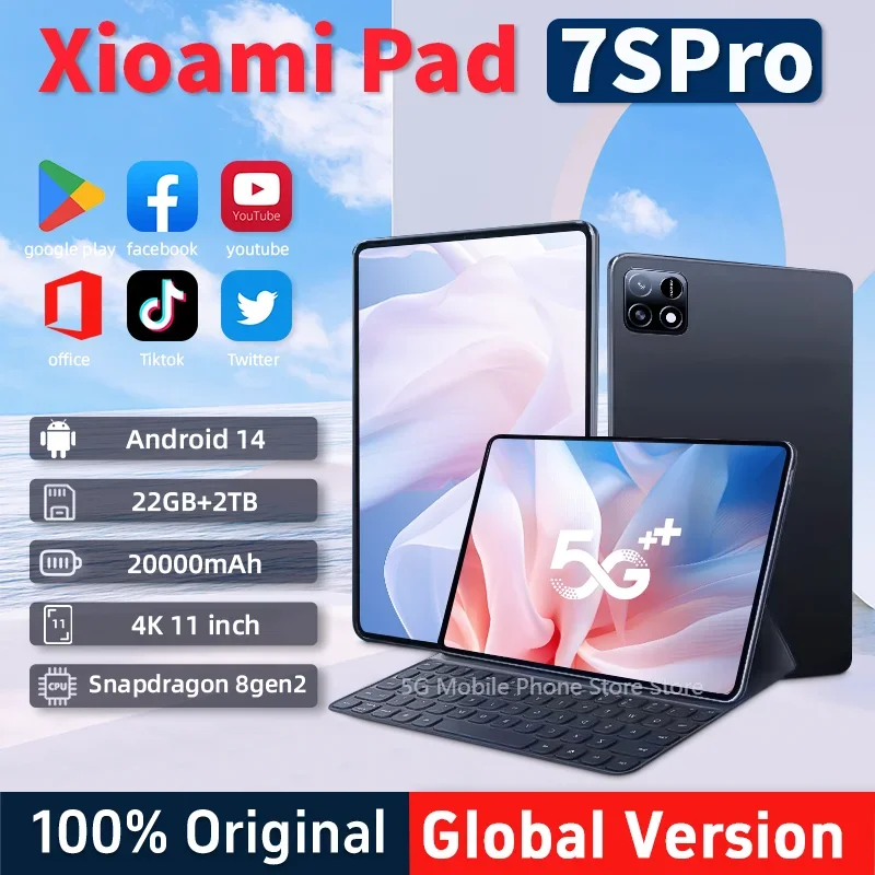 2025 New Original Global Edition TabletPC Pad 7S Pro snapdragon 8gen2Android 14 HD 4K 22GB+2TB 5G TabletDual SlM WlFl tablet